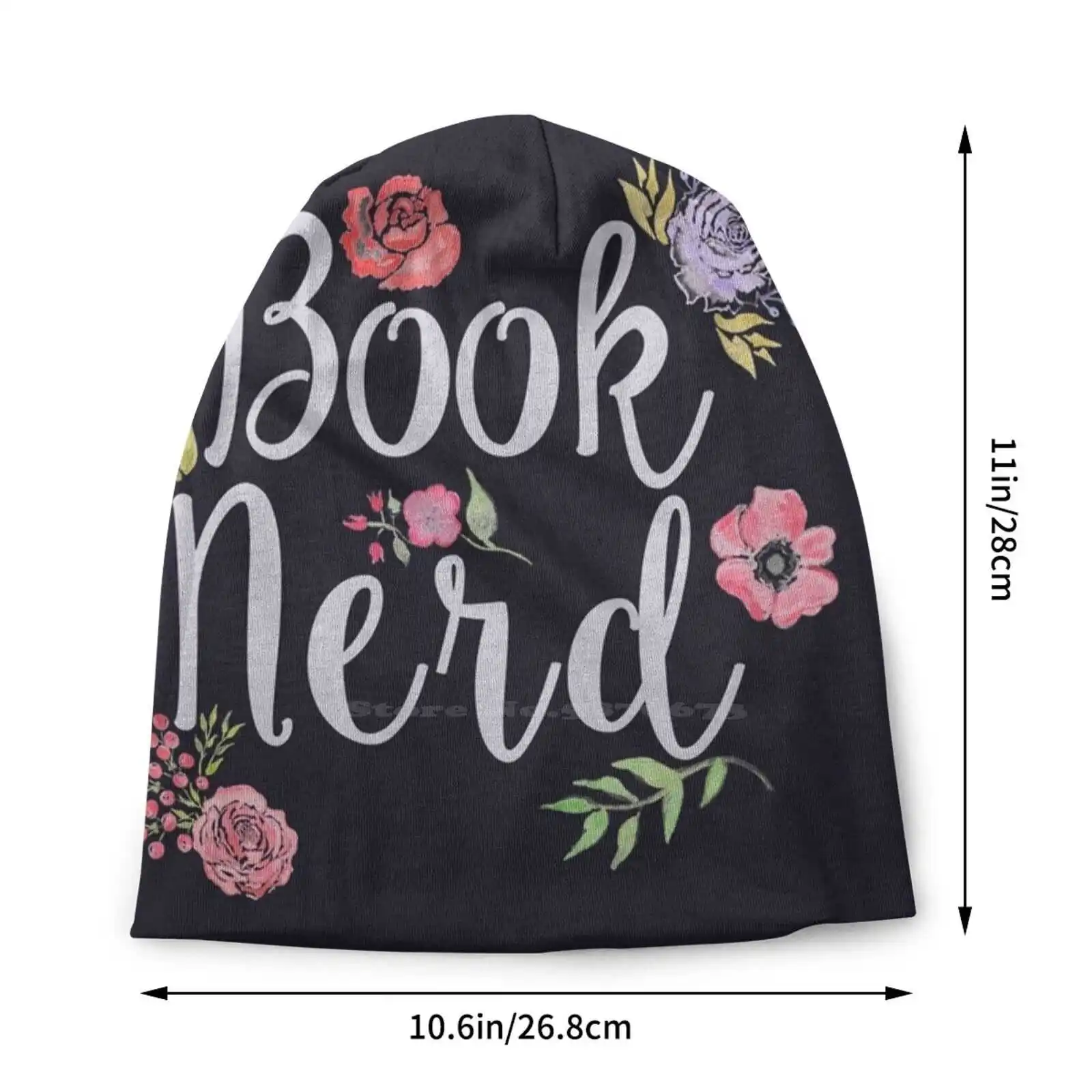 Book Nerd Reverse Knitted Hat Warm Beanie Outdoor Caps Bookstagram Chapter Page Reads Reading Reader Bookworm Book Nerd Floral