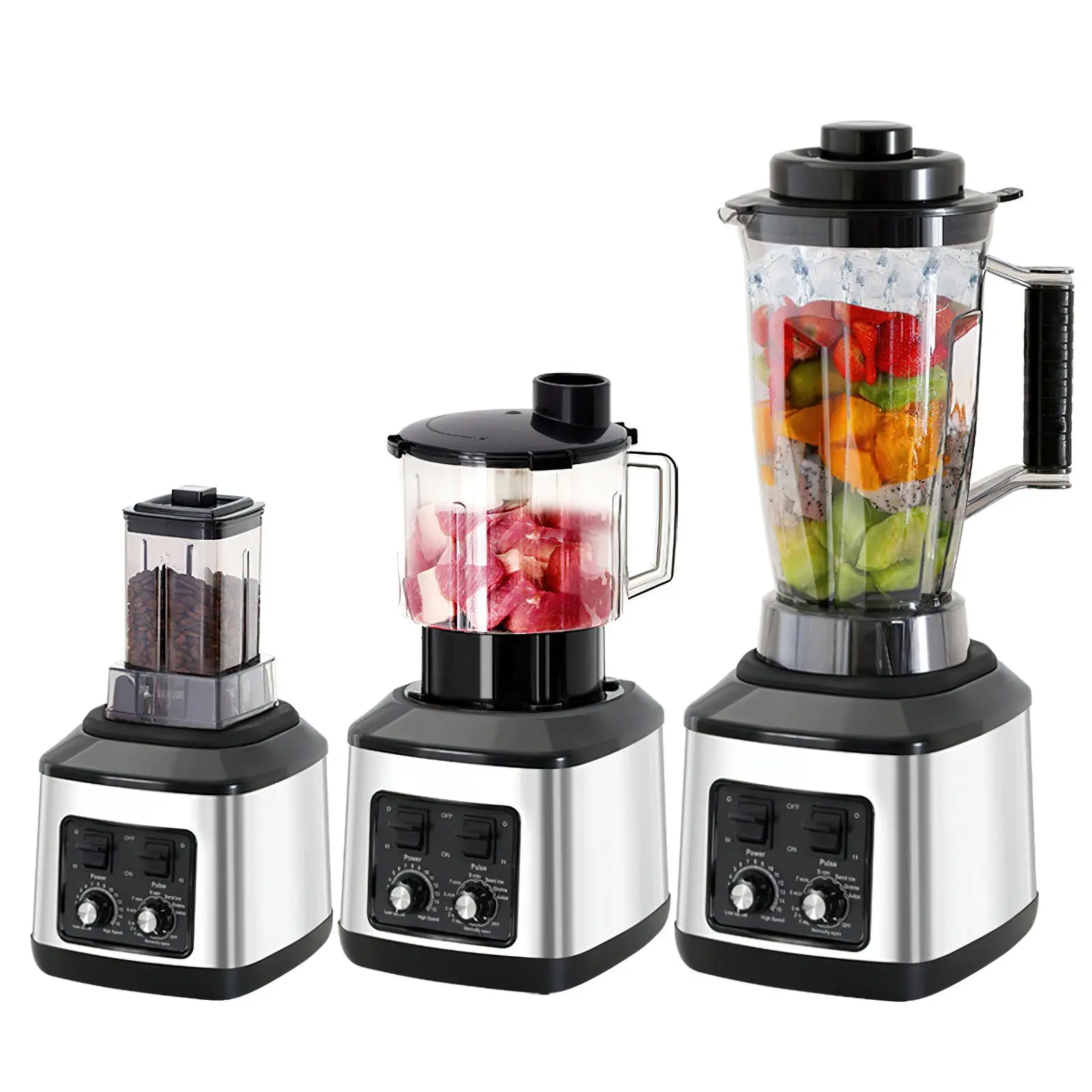 9500W Tischmixer, Entsafter, Smoothie-Maker 3-in-1, 0,5/1,5/3L Behälter, Küchenmaschine, Blenderboxer für Eis, Nüsse, Früchte