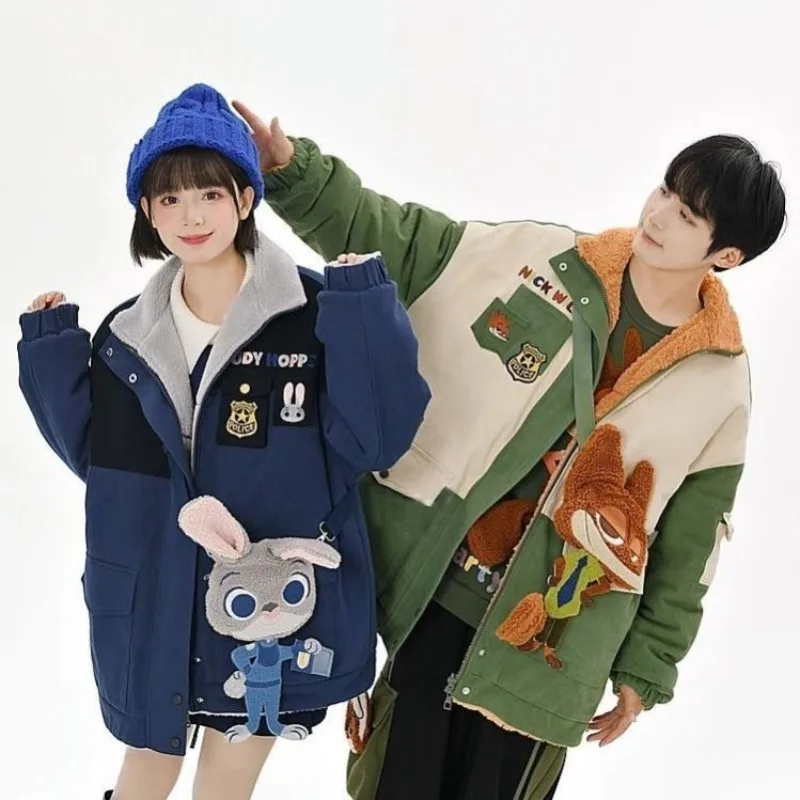 

Хлопковая куртка Disney Zootopia, аниме Джуди Хоппс, Ник Уайлд, двусторонняя зимняя куртка для пары, уличное морозостойкое пальто, топ