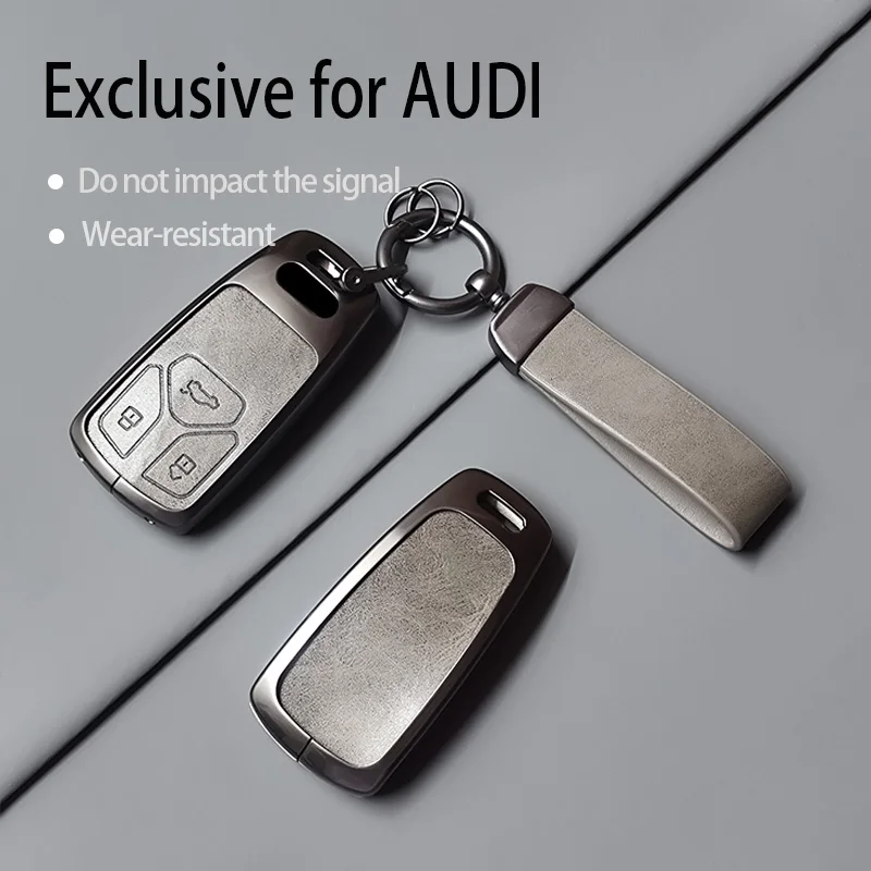 Image of Zink-legierung Auto Fernbedienung Schlüssel Fall Abdeckung Für Audi A4 B9 A5 A6L A6 S4 S5 TT TTS RS Coupe Q3 Q5 Q7 S6 B6 B7 B8 E-tron S8 A8L SQ5 Fob