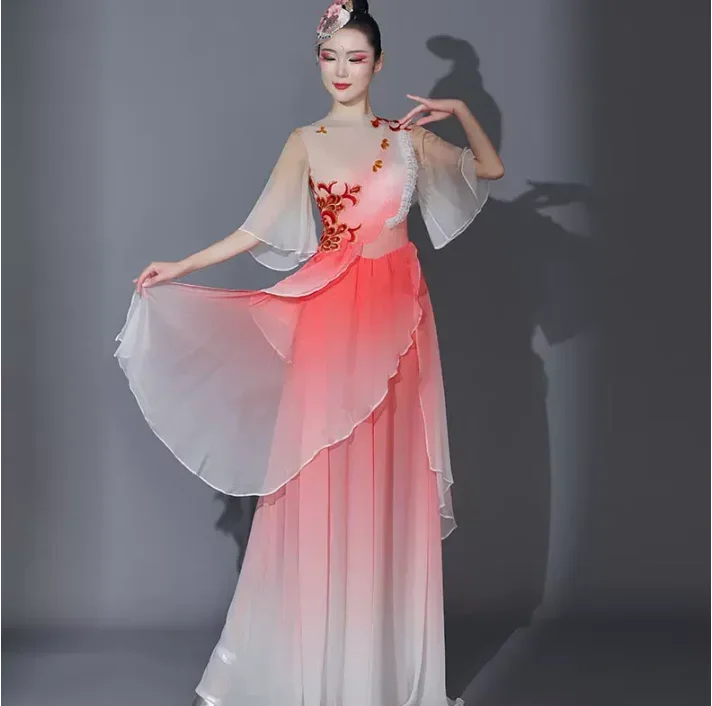 Ropa Elegante para Práctica de Danza, Vestuario de Danza Clásica con Hilos Degradados, Ropa para Danza Yangge China