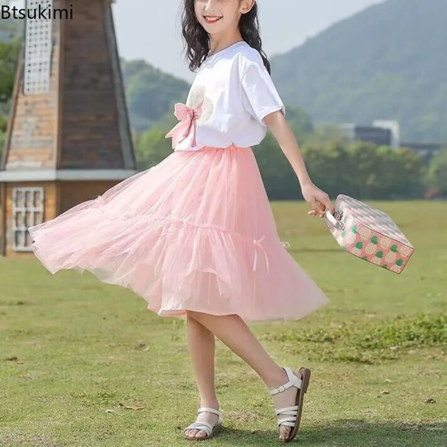 Girls' Half Length Skirts 2026 New Princess Skirt Children's Summer Five Point Short Skirt Childrens Fashion Solid Color Skirts