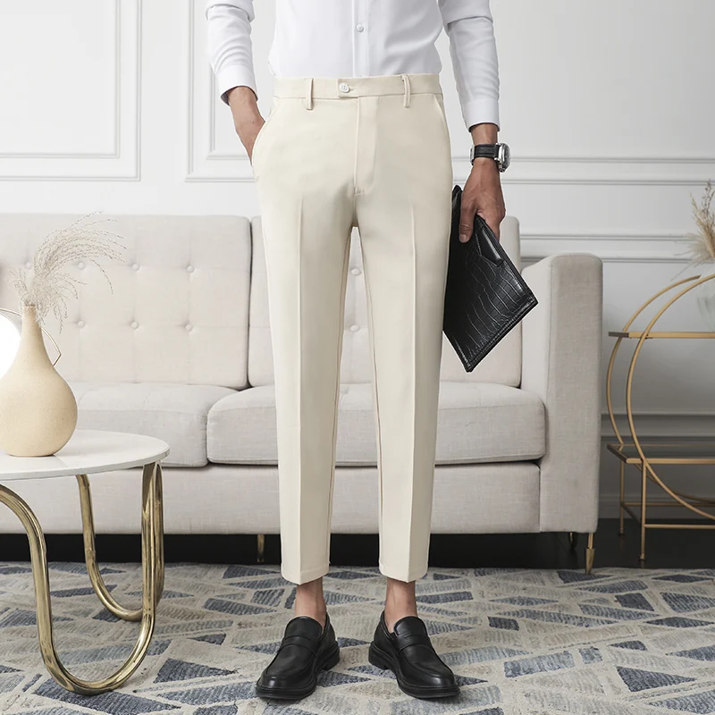 

Мужские повседневные брюки Thiened Fce, эластичные прямые брюки, длинные брюки, осенне-зимние модные корейские брюки Slim Fit West