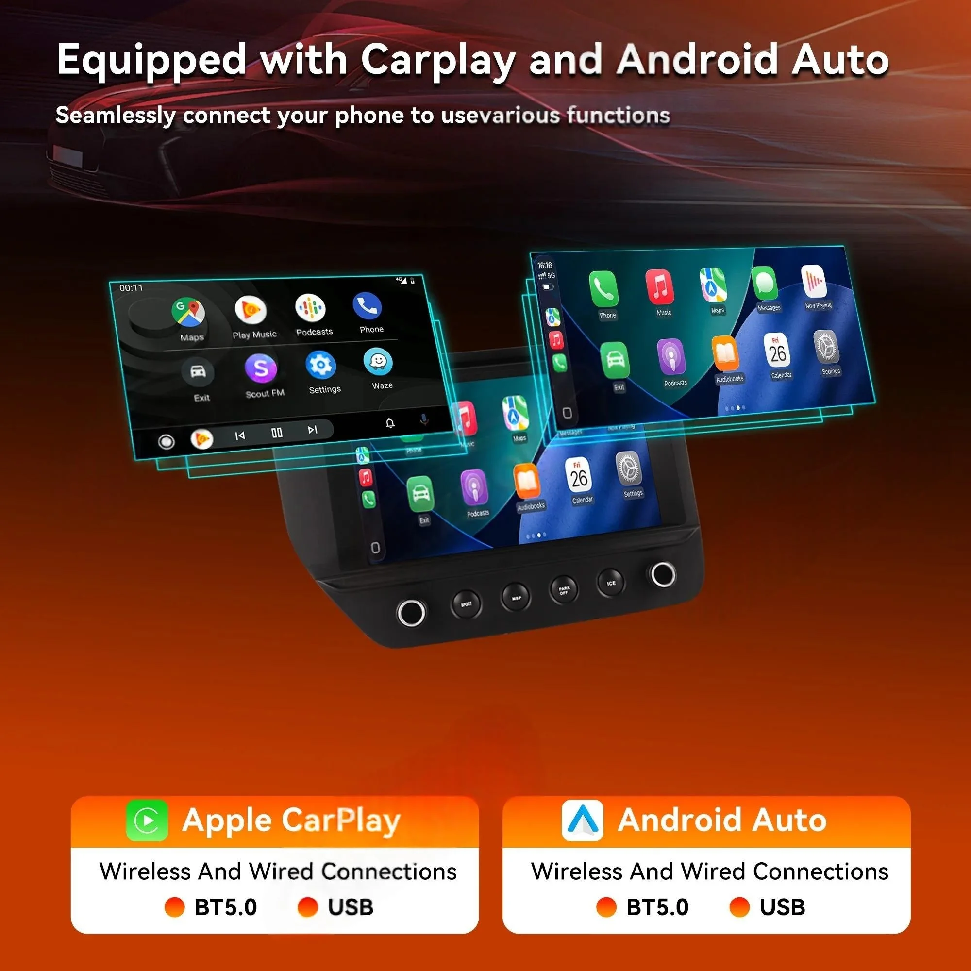 Car Radio Multimedia Video Player For Maserati GT 2007-2015 GPS Navigation Stereo Carplay Android14 Auto Wireless Carplay