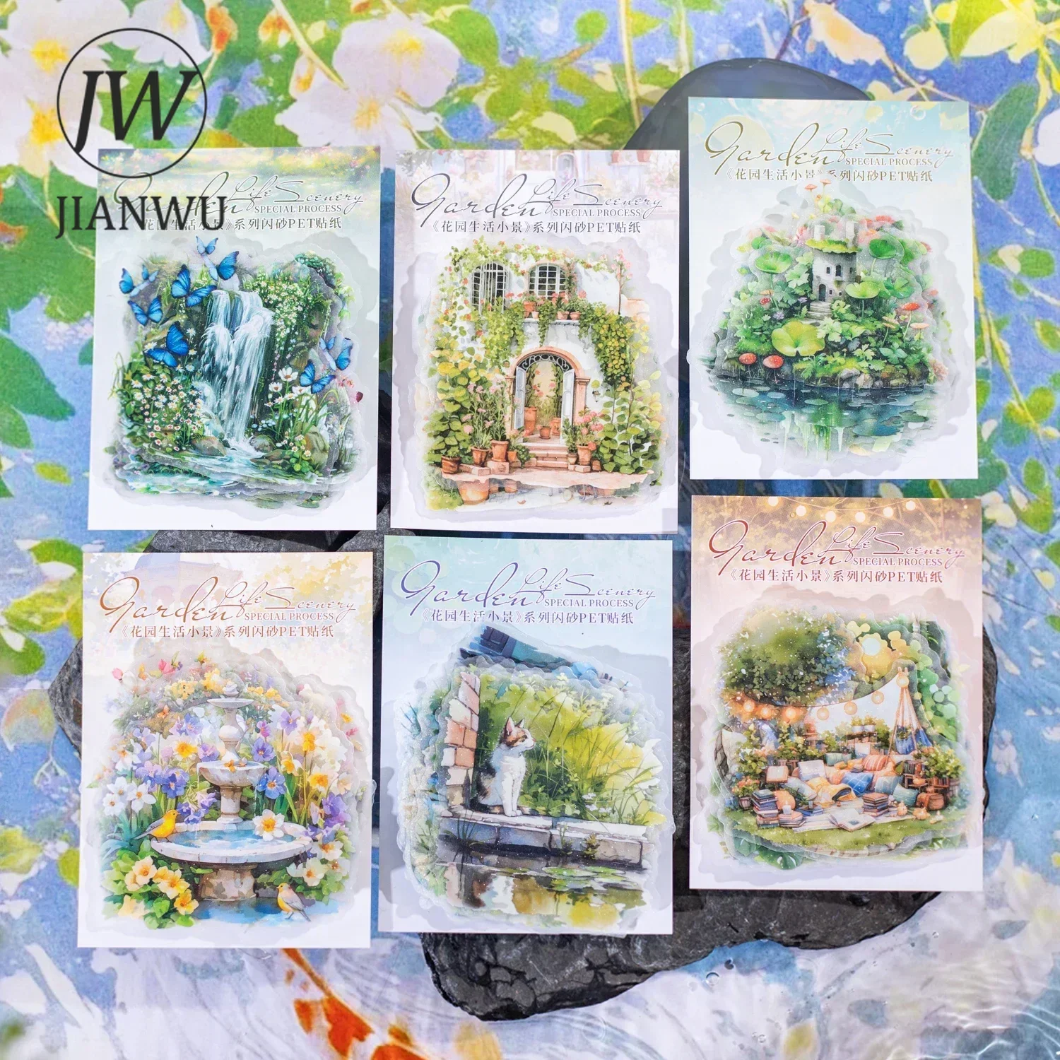 JIANWU Small View of Garden Life Series Vintage Plant Flower Material Collage PET Sticker Creative DIY Journal Stationery