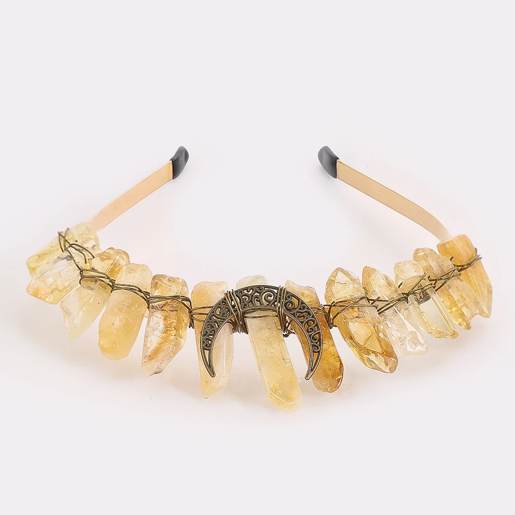 

Tiara Yellow Citrine Raw Crystal Healing Energy Crown Quartz Stone Headband Yoga Meditation Princess Cosplay Fashion Accessories
