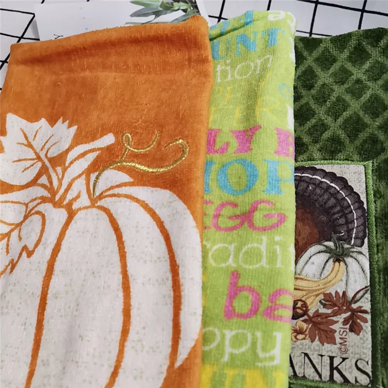 1Pc 39x64cm Pumpkin Skull Printed Halloween Party Gift Cotton Cleaning Cloth Kitchen Hand Tea Towel