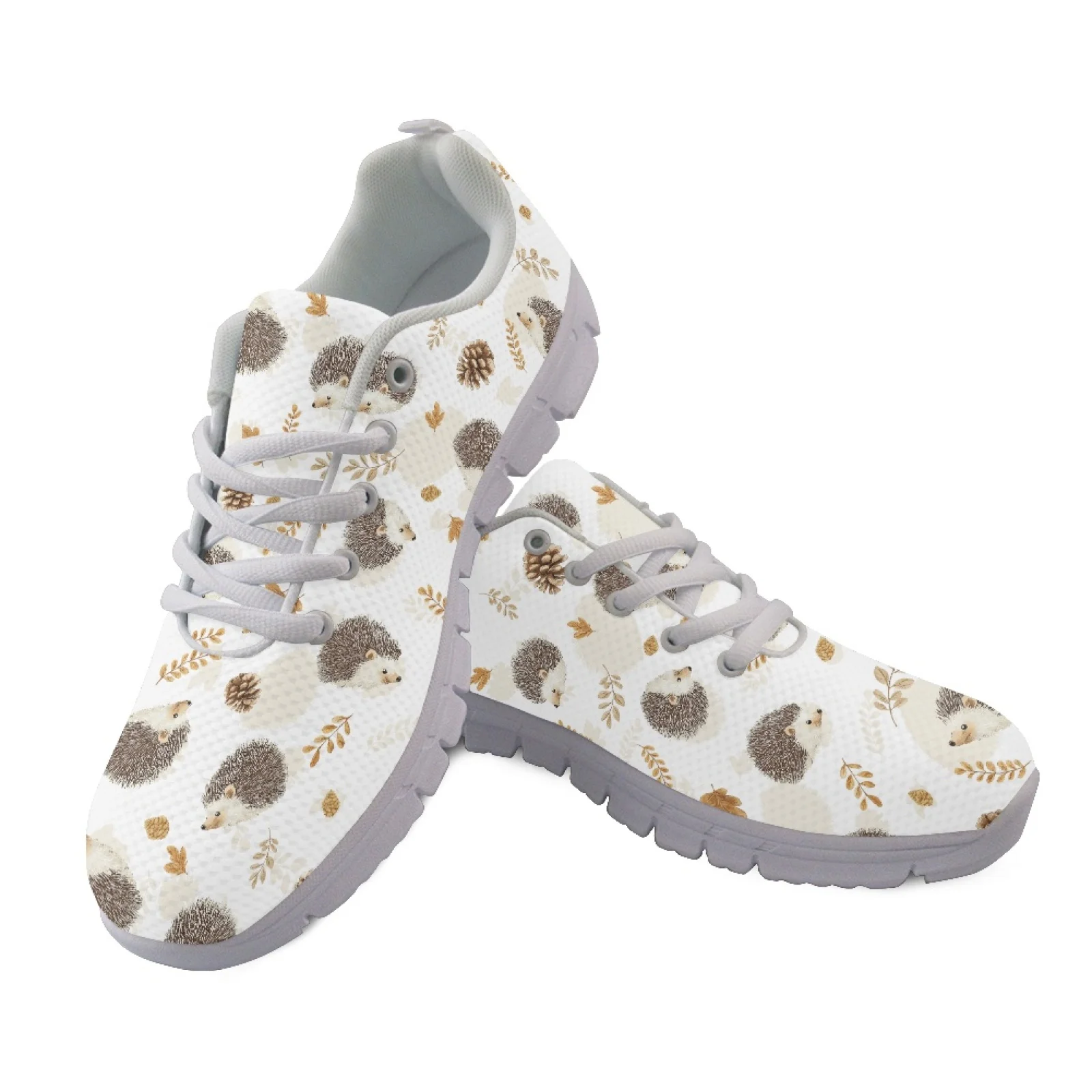 Coloranimal Hedgehog Forest Walking Shoes Mesh & EVA Sole Running Sport Shoe Lace Up Running Shoe for Women