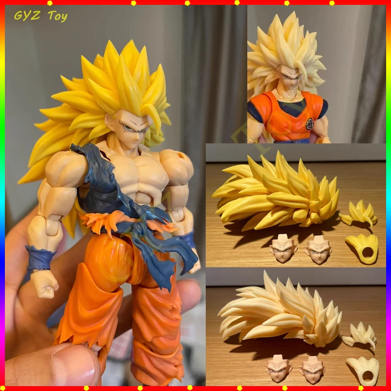 JEsse TOYS Dragon Ball SHF Super Saiya SSJ3 canicas relámpago Son Goku cabeza accesorios Kit Anime figuras de acción juguetes regalos
