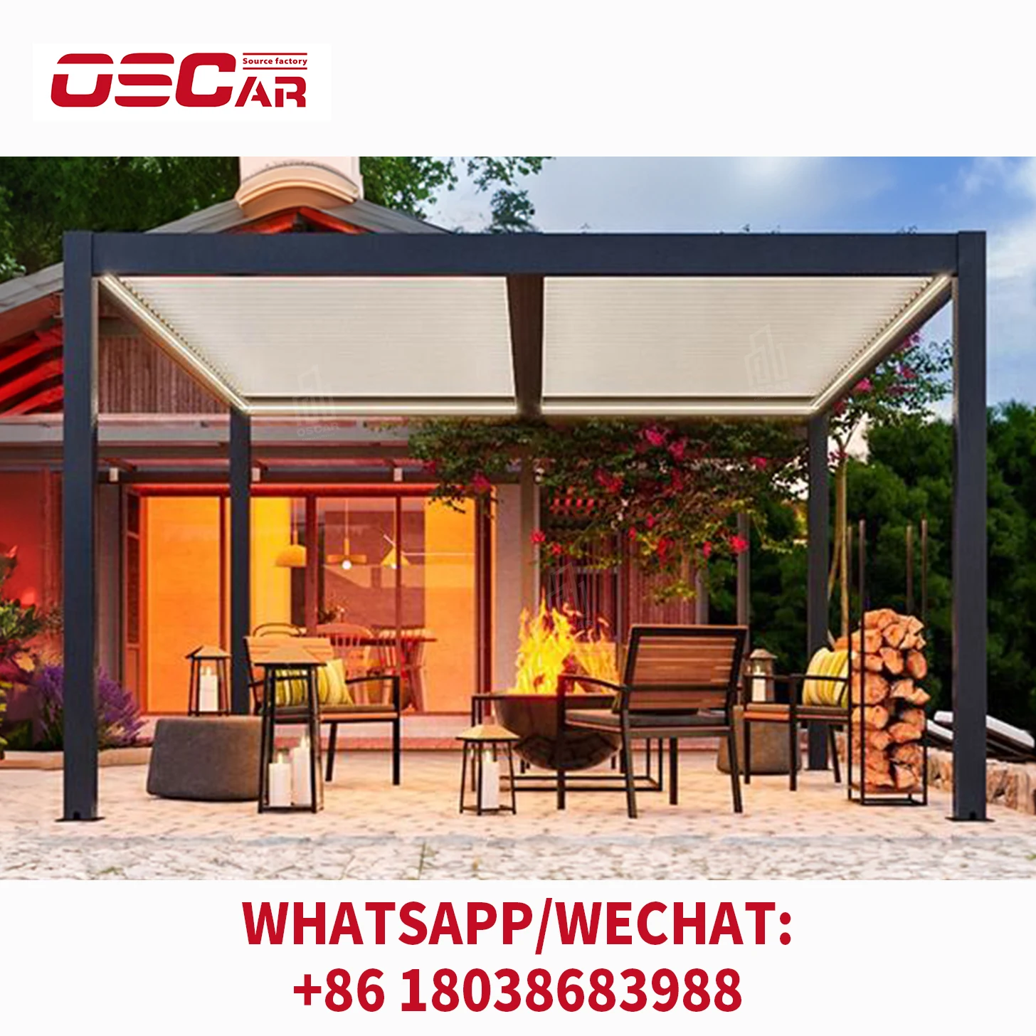 Automated Opening Louvered Roof Bioclimatic Pergola Aluminum Gazebo For Outdoor Restaurant