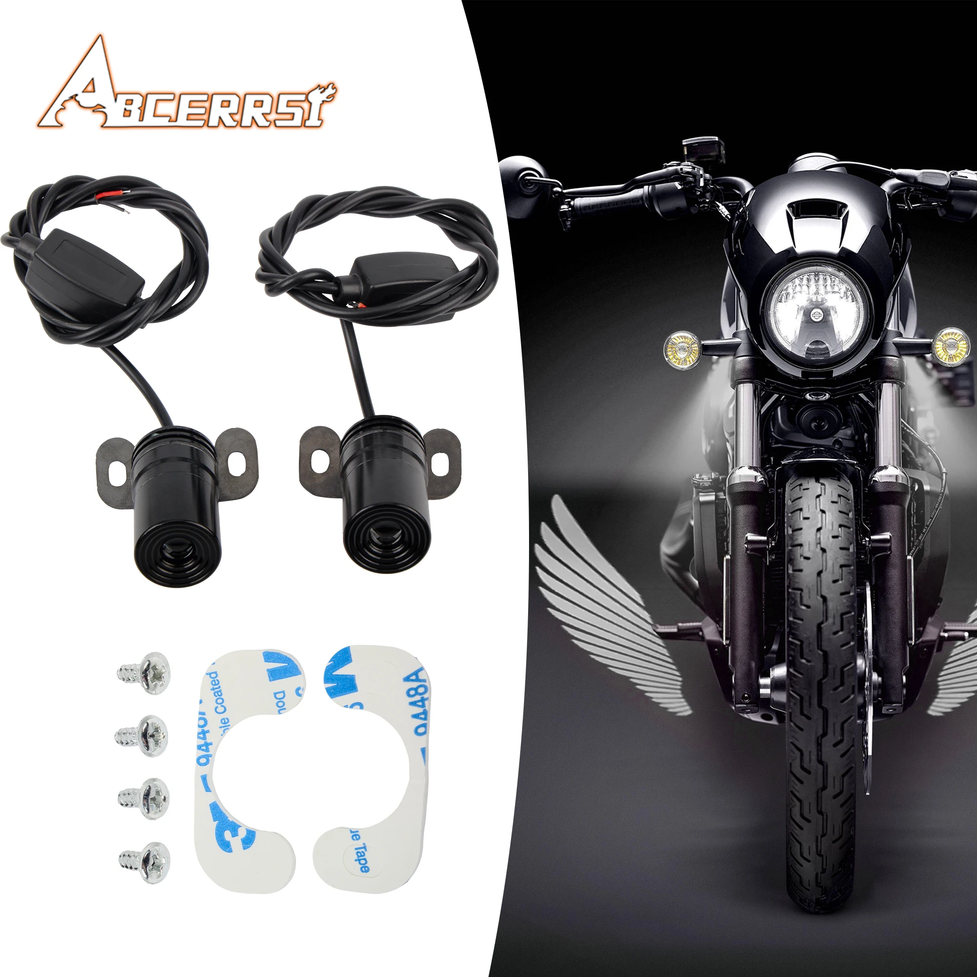 

ATV UTV Universal Motorcycle LED Chassis Lights Projection Lights Angel Wing Decorative Lights For Harley Scooter Modified Parts