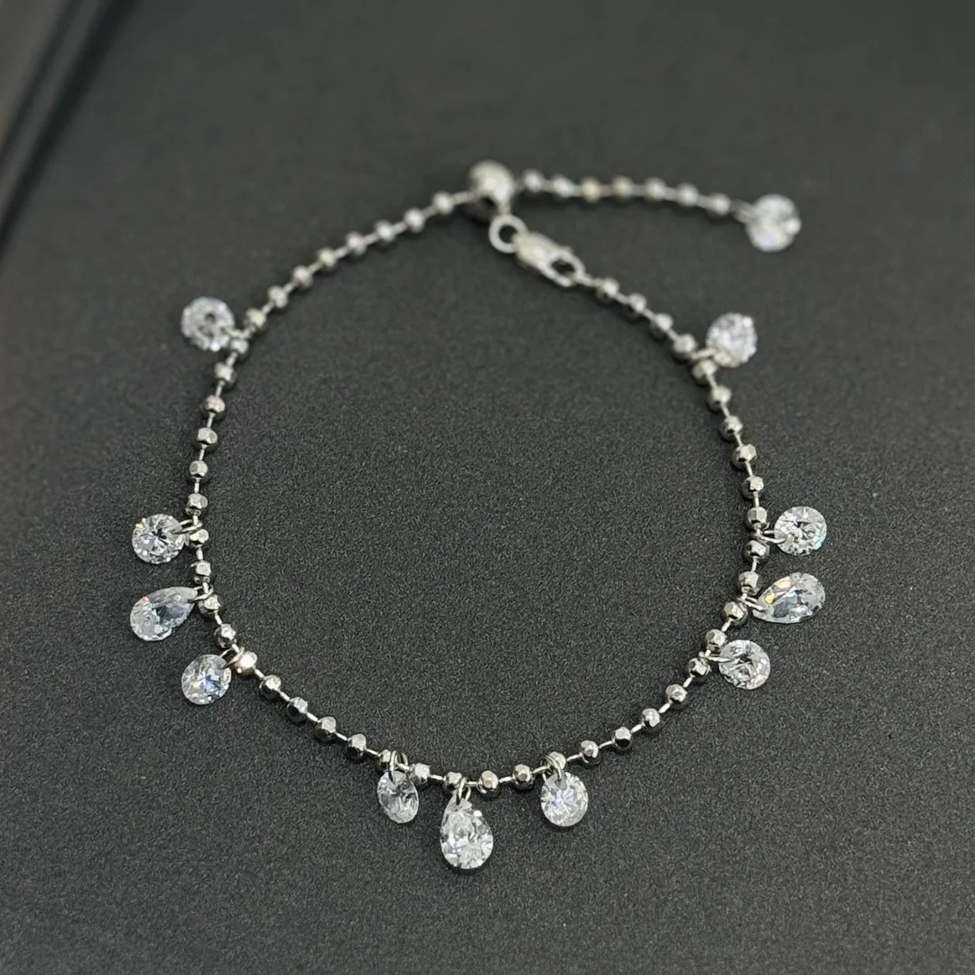 

100% 925 Sterling Silver Pave AAA Zircconia Water Drop Bracelet For Women Fine Jewelry