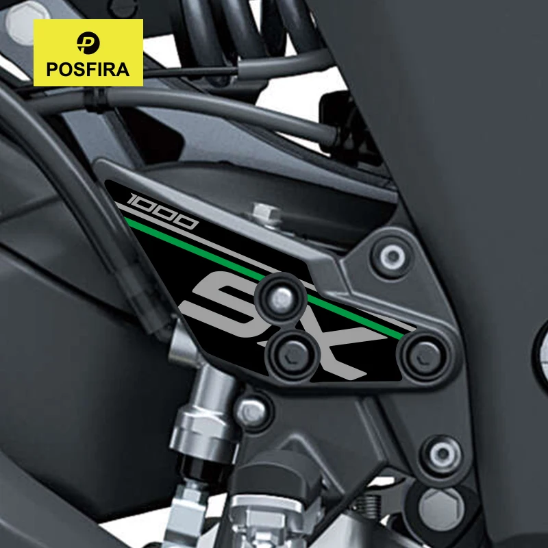 POSFIRA Motorcycle Footrest Panel Stickers Vinyl Decal for Kawasaki Ninja 1000SX 1000 SX 2024 2023 2022 2021 2020 Accessories