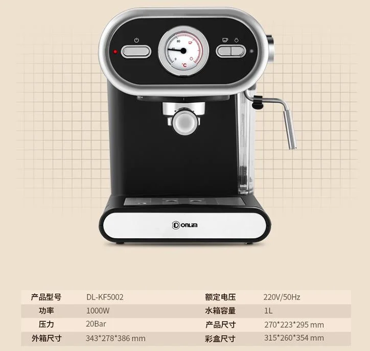 talian Coffee Machine DL-KF5002 Semi-automatic Home Visualization Full Temperature Control 20BAR Electric Espresso cafe