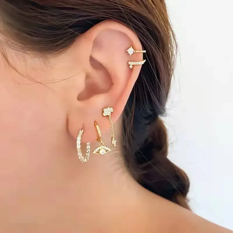 Série animal anéis de orelha bling zircon hoop brincos para mulheres meninas jóias de casamento pendientes orecchini brincos de gota 2024 tendência