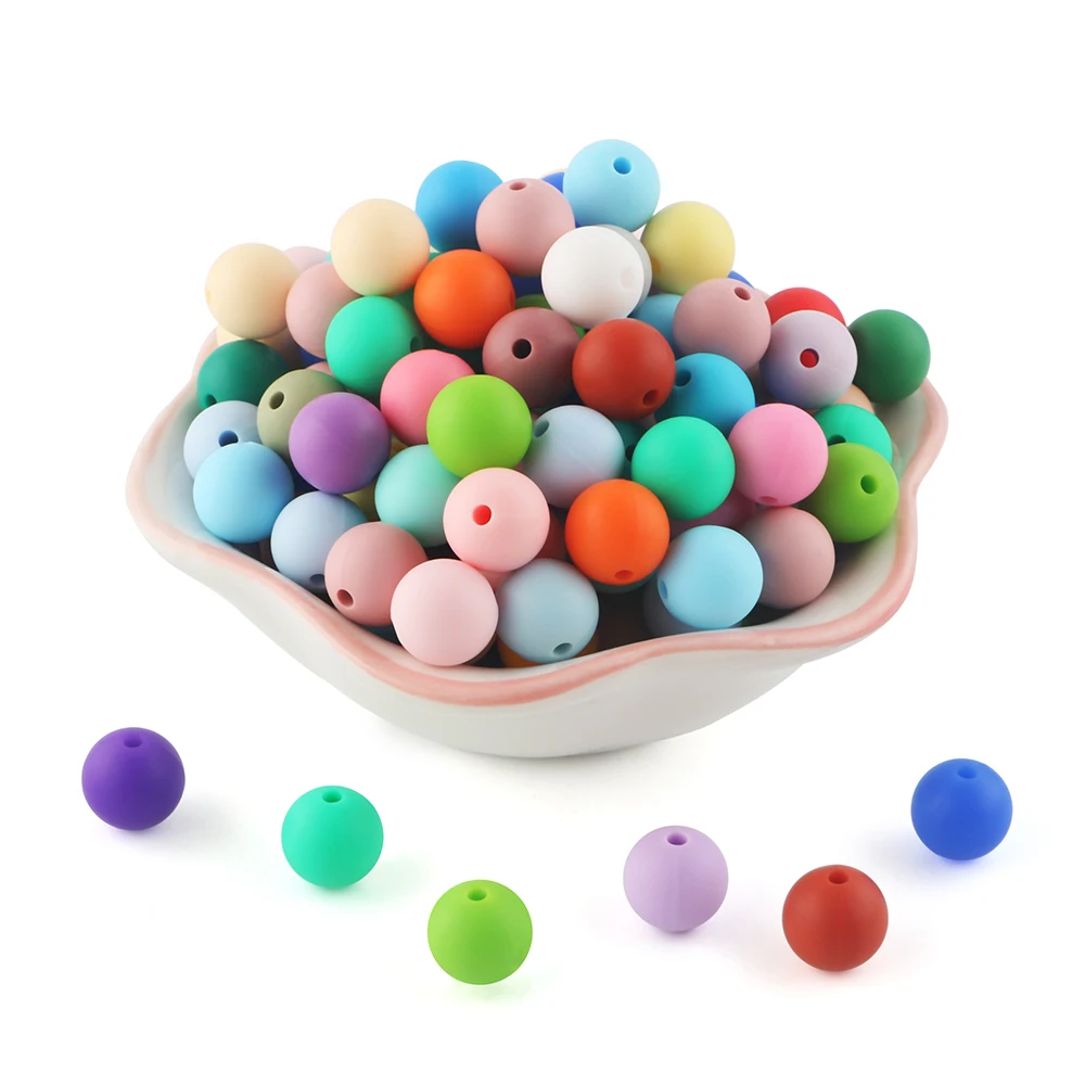 Kovict 50/100Pcs Silicone Round Beads 12mm/15mm For Jewelry Making DIY Pacifier Chain Bracelet Jewelry Accessories BPA Free