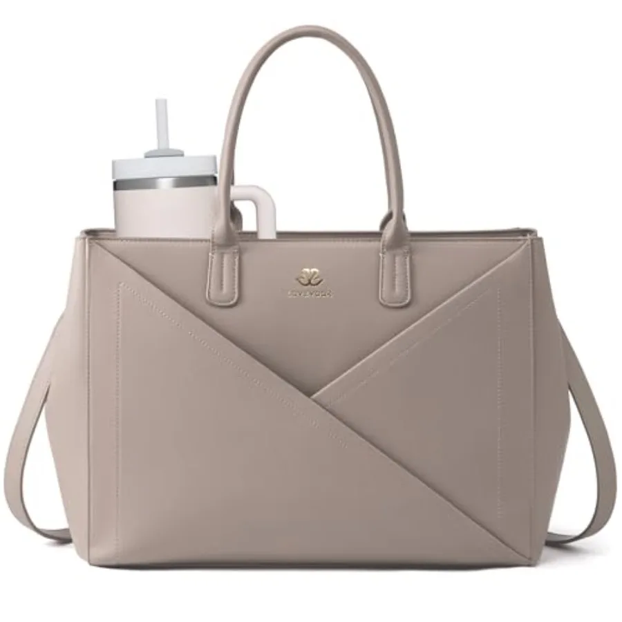 

Сумка-тоут для ноутбука для женщин с большим держателем для стакана, из искусственной кожи, для работы, для учителей, водонепроницаемая, для компьютера, для бизнеса и офиса