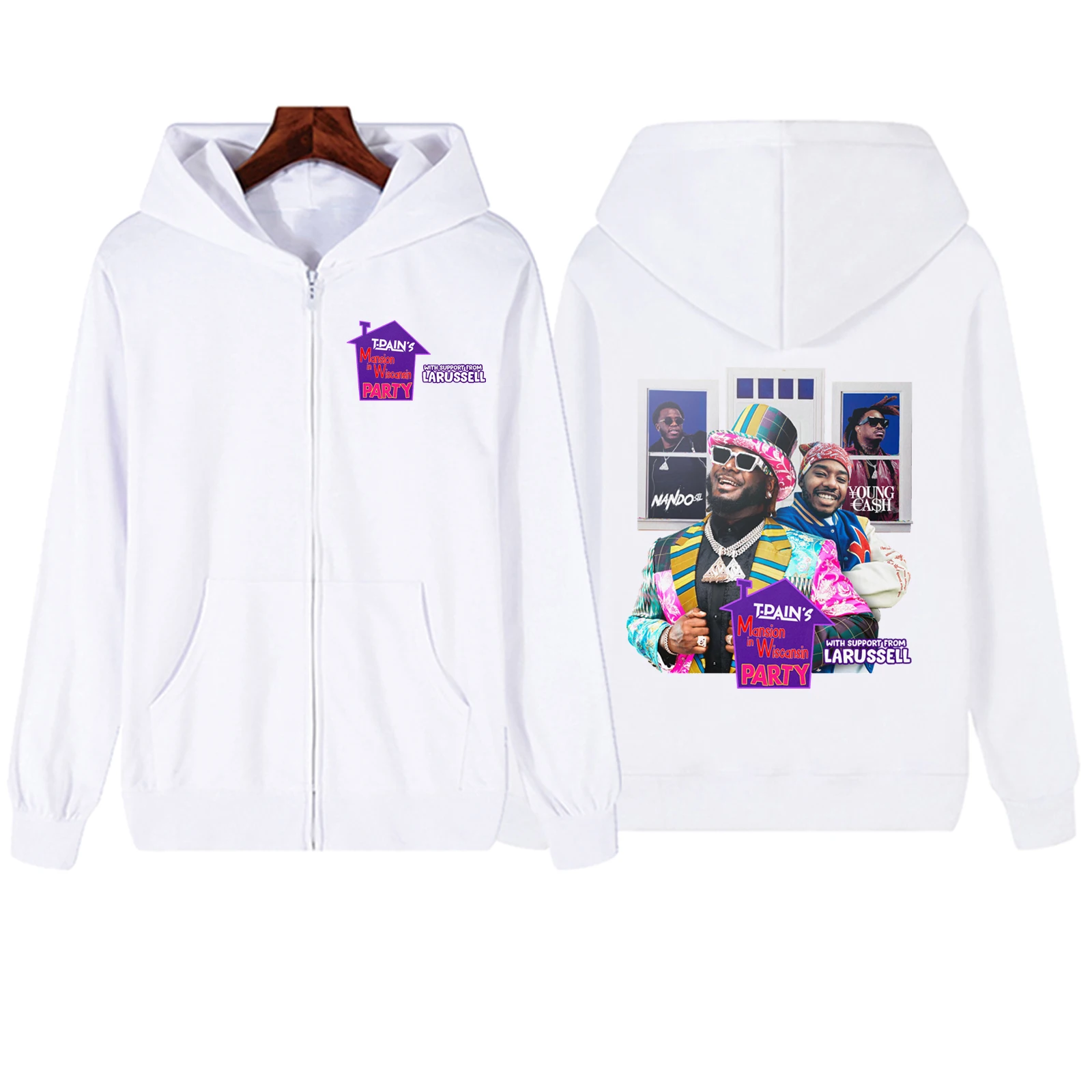 T-Pain 2024 Tour Sudadera con capucha con cremallera Harajuku Jersey Tops Sudadera Streetwear Fans Regalo