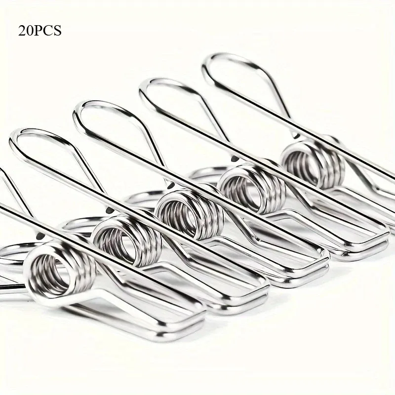 20 Stück Wäscheklammern aus Edelstahl, langlebige Wäscheklammern, Mehrzweck-Metallklammern für Wäsche, Haushalt und Küche – Detail 3