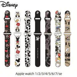 Correa de silicona con dibujos animados de Minnie Mickey para Apple Watch, pulsera de 41mm, 45mm, 44mm, 42mm, 40mm, 38mm para iWatch SE 7 6 5 4 3 2 1