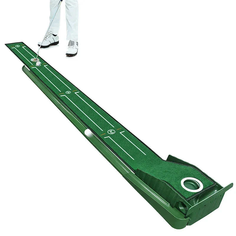 Putting Mat Golf Putting Ball Pad Practice Mat, with Auto Ball Return Portable Golf Putting Mat Green for Indoor or Outdoor Use