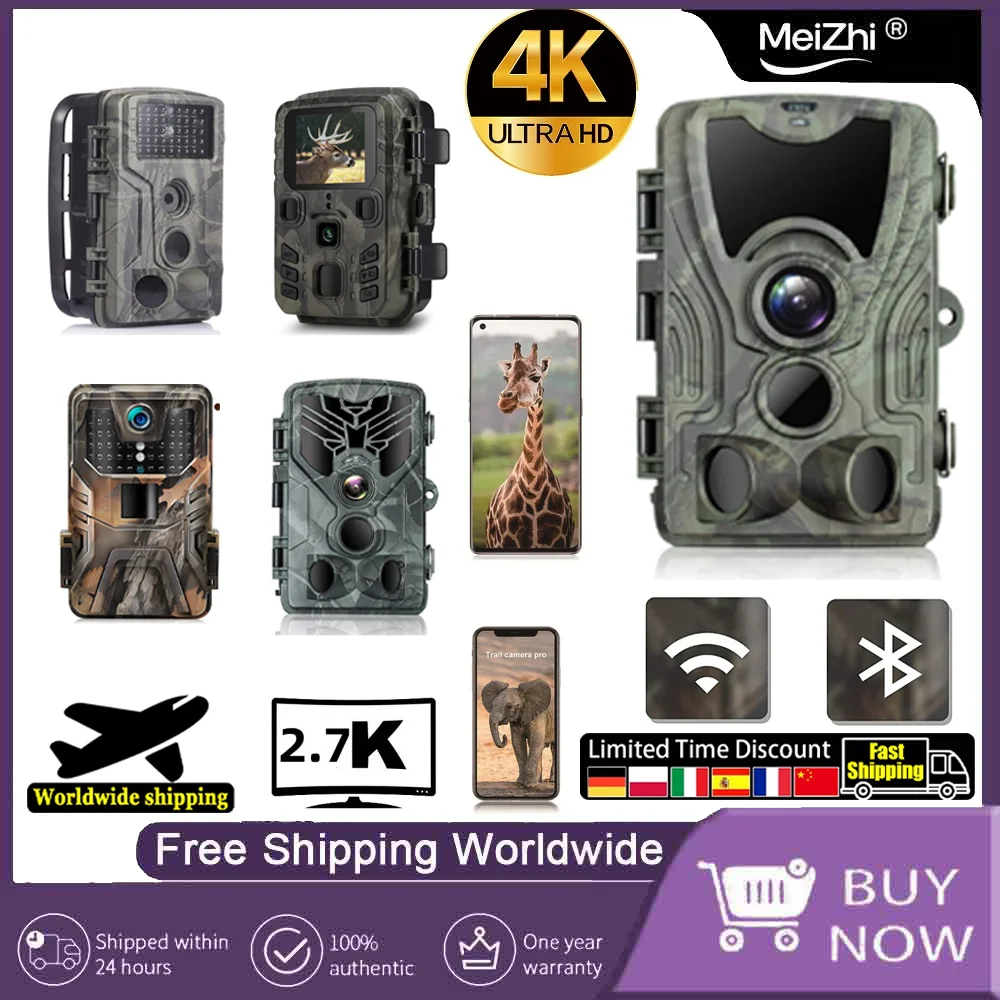 

Wildlife Trail Camera 4K/2.7K 36MP/24MP – Outdoor WIFI APP IP65 Waterproof Trap Game Cam Motion Activated Infrared Night Vision