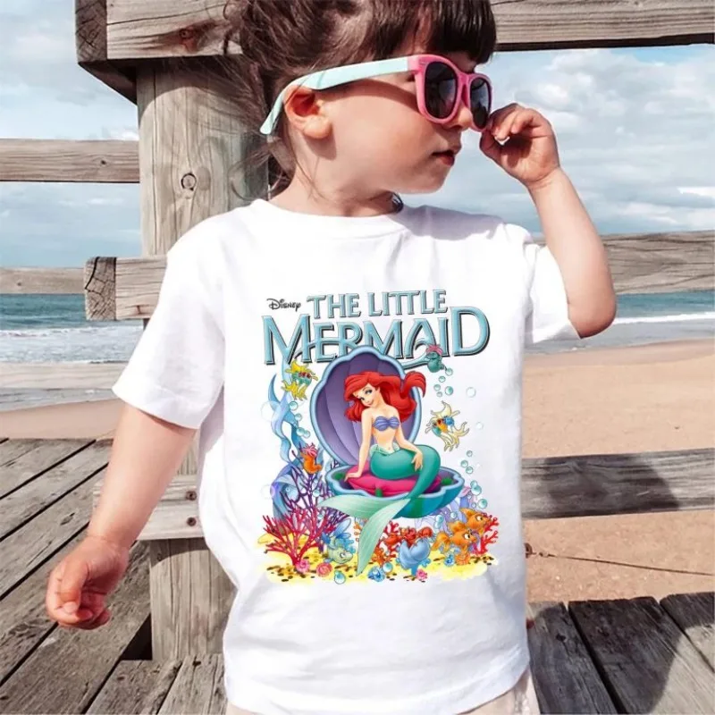 

Женская рубашка Disney Little Mermaid Ariel, удобные цвета ® Футболка Disney Ariel Mermaid Top Family с коротким рукавом