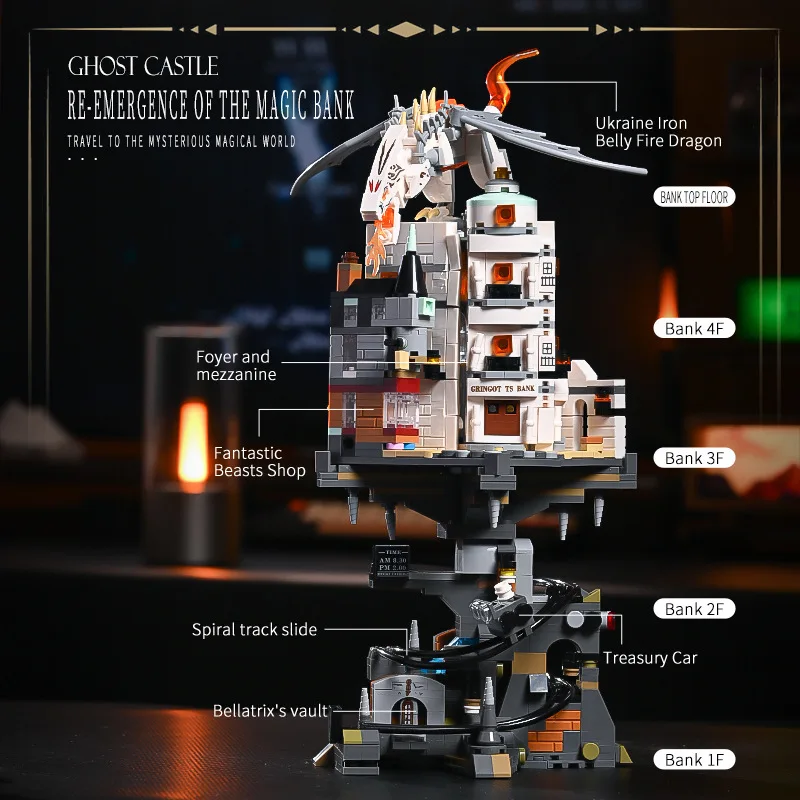 

Mini Gringotts Wizard Bank Building Model Assembly Exquisite Desktop Ornament Toy Decoration Puzzle Toy Surprise Birthday Gifts