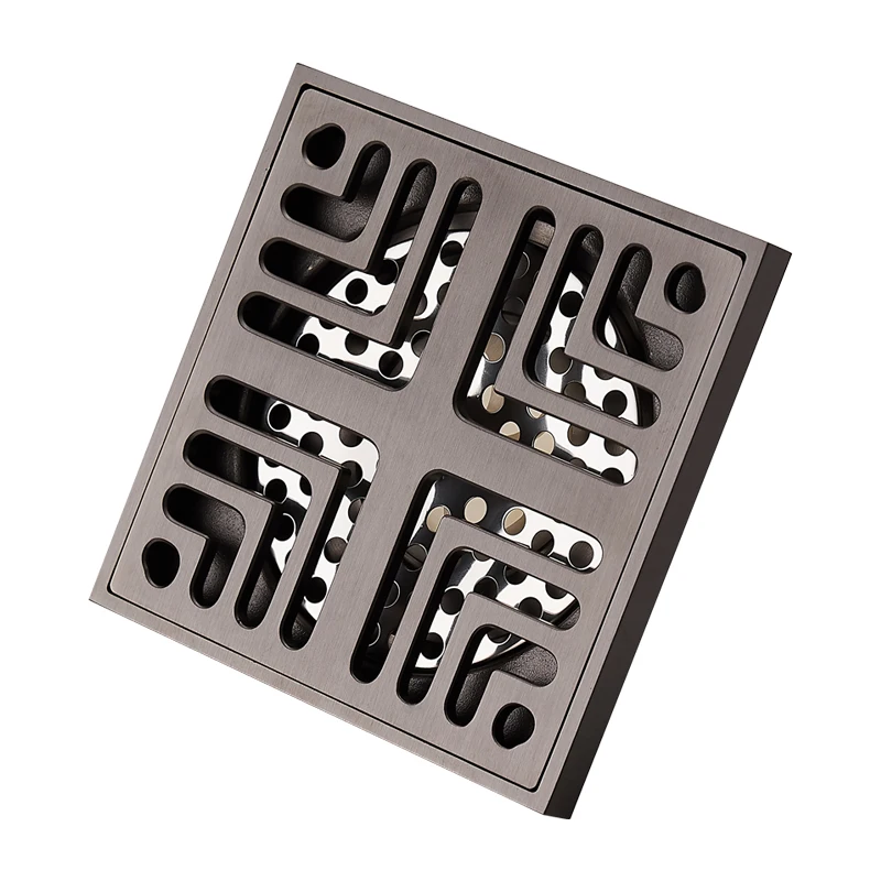 

Gray all copper floor drain cover, square bathroom sewer, toilet, stainless steel filter screen, odor proof core device