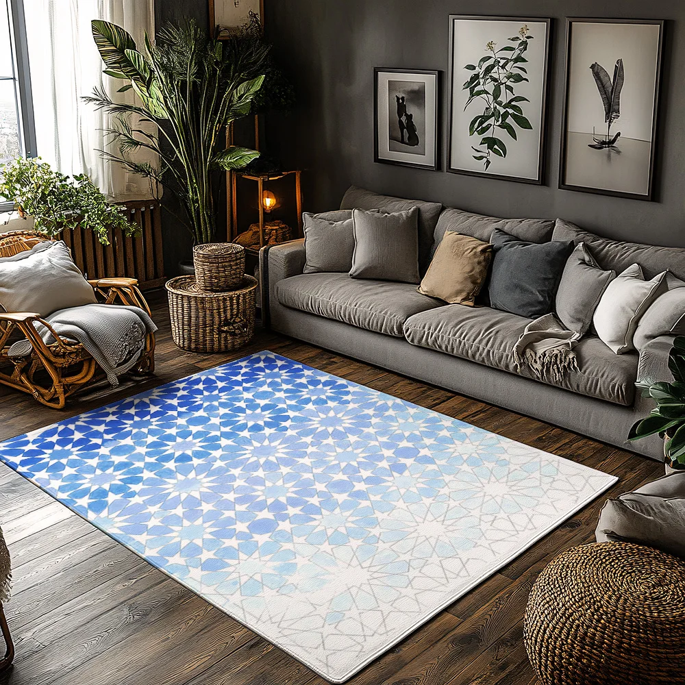 

Прибрежный синий коврик, нескользящий моющийся домашний и уличный коврик, современный геометрический узор, домашний декор, гостиная, спальня, напольное покрытие