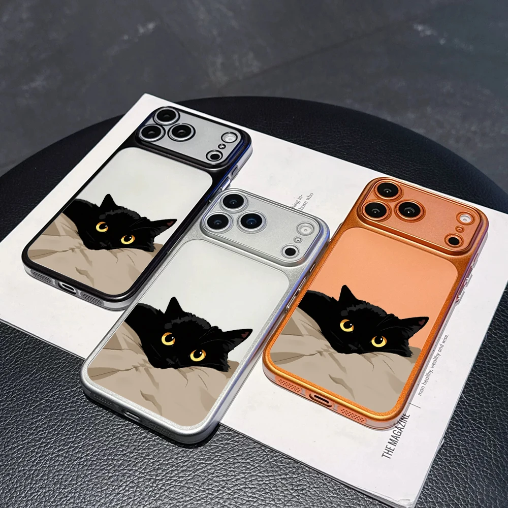 Black Cat Luxus Stoßfeste Hülle für iPhone 15 16 Pro Max Hüllen iPhone 11 12 13 14 16 17 Pro Max Niedliche TPU Beschichtete Mattierte Coque – Detail 5