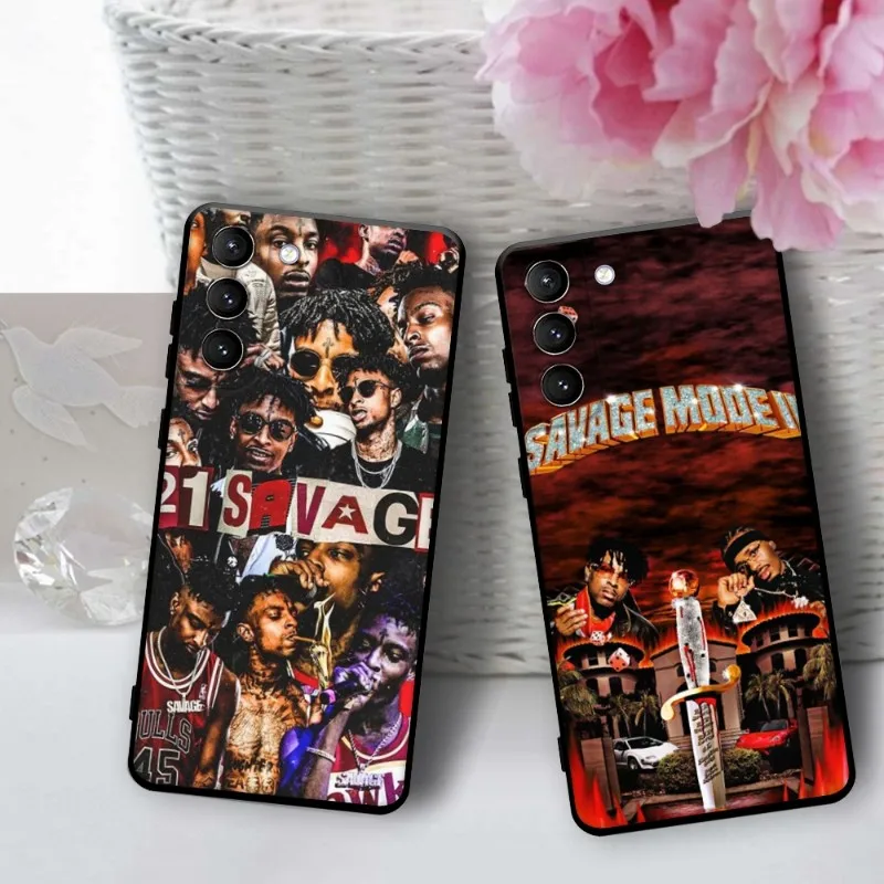 21 Savage Raper Phone Case For Samsung Galaxy S22 23 21 S20 FE Ultra S10 S9 S8 Plus S10e Note 20Ultra 10Plus Cover