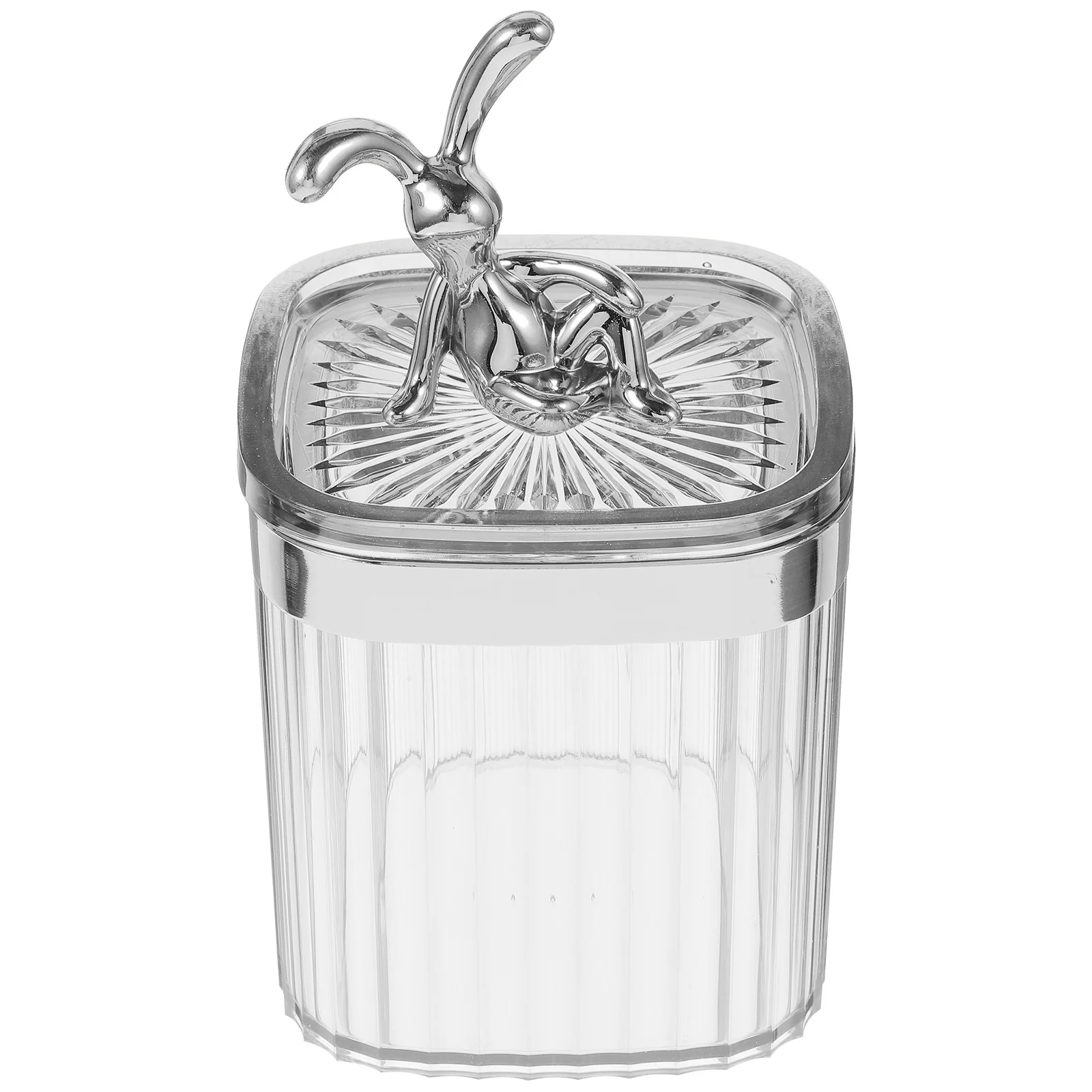 

Makeup Storage Jar Clear Cotton Pad Holder For Swabs Balls Rubber Bands Desktop Organizer Box Bunny Design Lidded