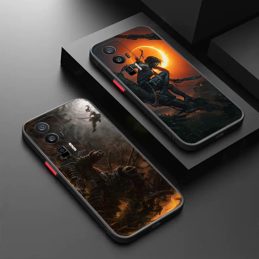 Phone Case For Xiaomi Poco X4 C51 C50 C40 M5 X5 X3 F3 13 Lite 14 Tomb Raider Redmi 13C 4G A1 A2 K40 Pro Black Translucent Cover