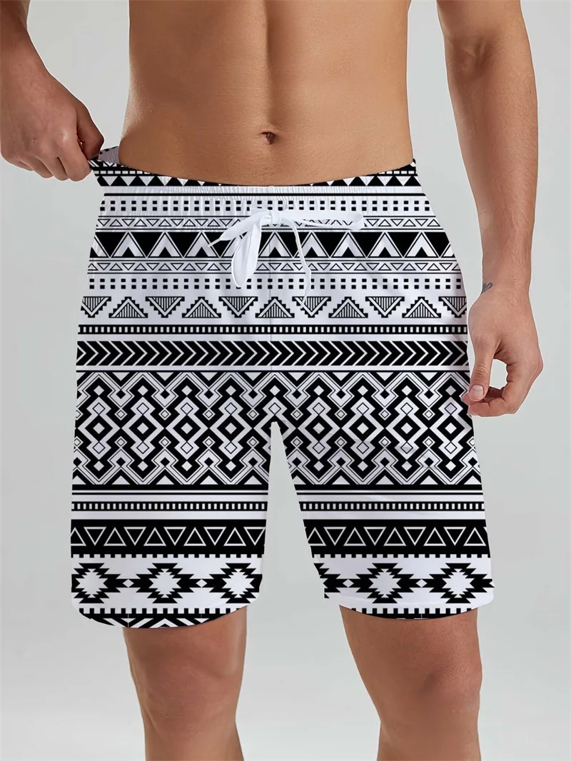 

Men's Beach Hawaiian Shorts 3D Printed Ethnic Retro Patterns Sport Board Shorts Summer Vacation Swin Trunks Men's Clothes