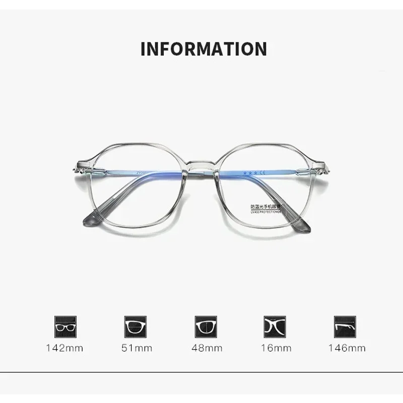 Fashion Round Frame Myopia Glasses Women Trendy Anti-blue Light Computer Diopter Eyewear Unisex Minus Sight Eyeglasses 0 To -6.0