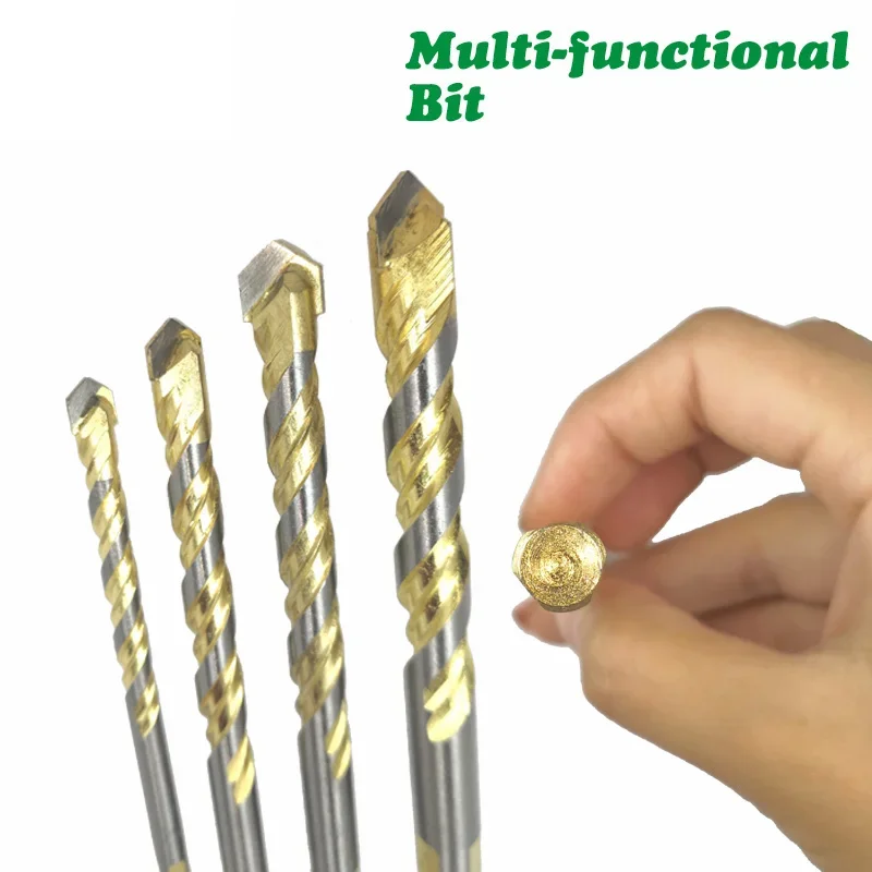 4PCS/Set 6 8 10 12mm Multi-functional Glass Drill Bit Triangle Bits For Ceramic Tile Concrete Brick Metal Stainless Steel Wood