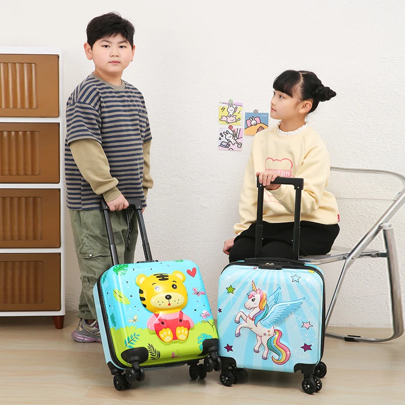 Hot Selling Children's Luggage Trolley Bags Girls Cartoon Luggage Boys Suitcase Universal Wheel Small 18'' Password Boarding Bag