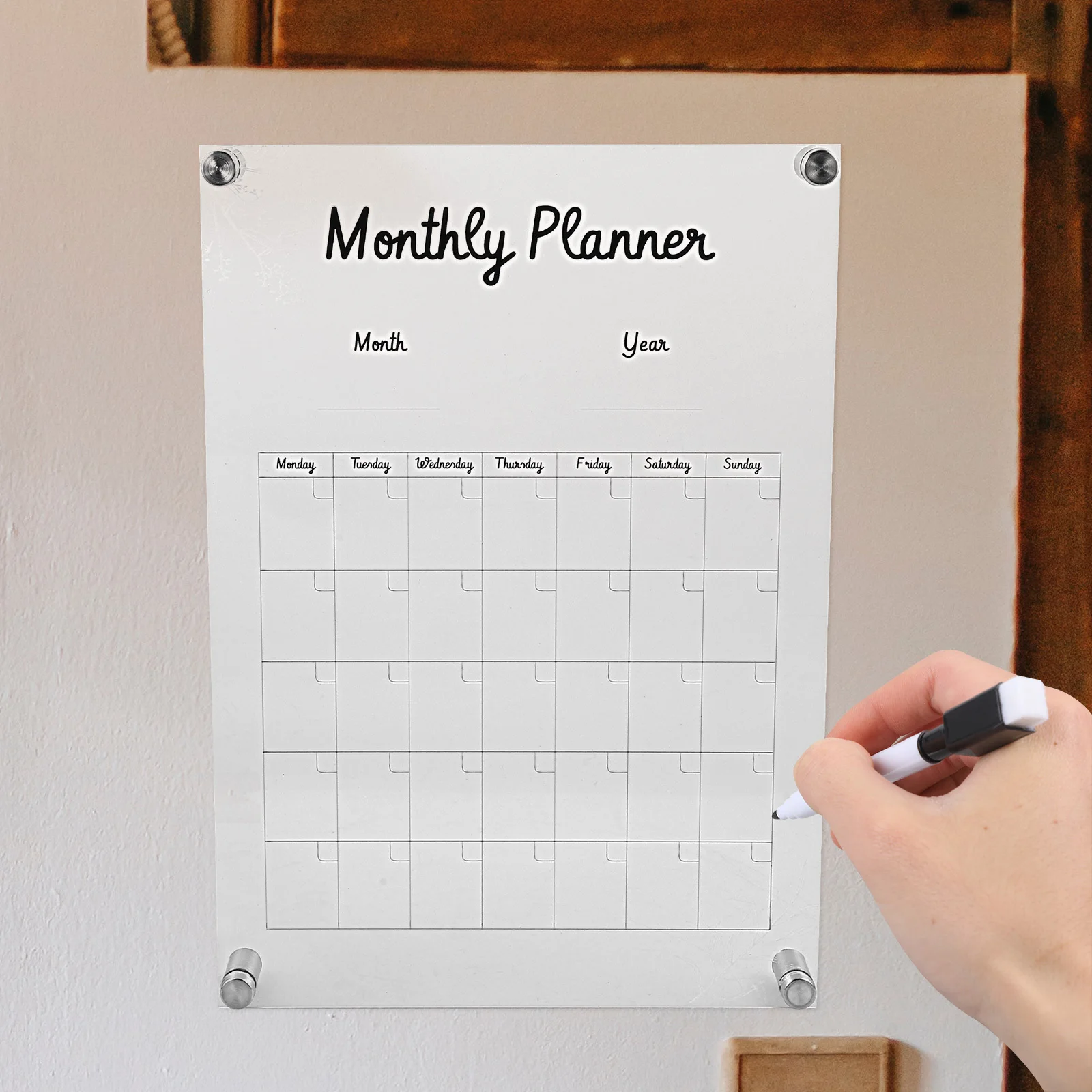 1 Set Acrylic Clear Message Board 29.5X20Cm Erasable Weekly Planning Board For Office Home School Study Kitchen Student Reminder