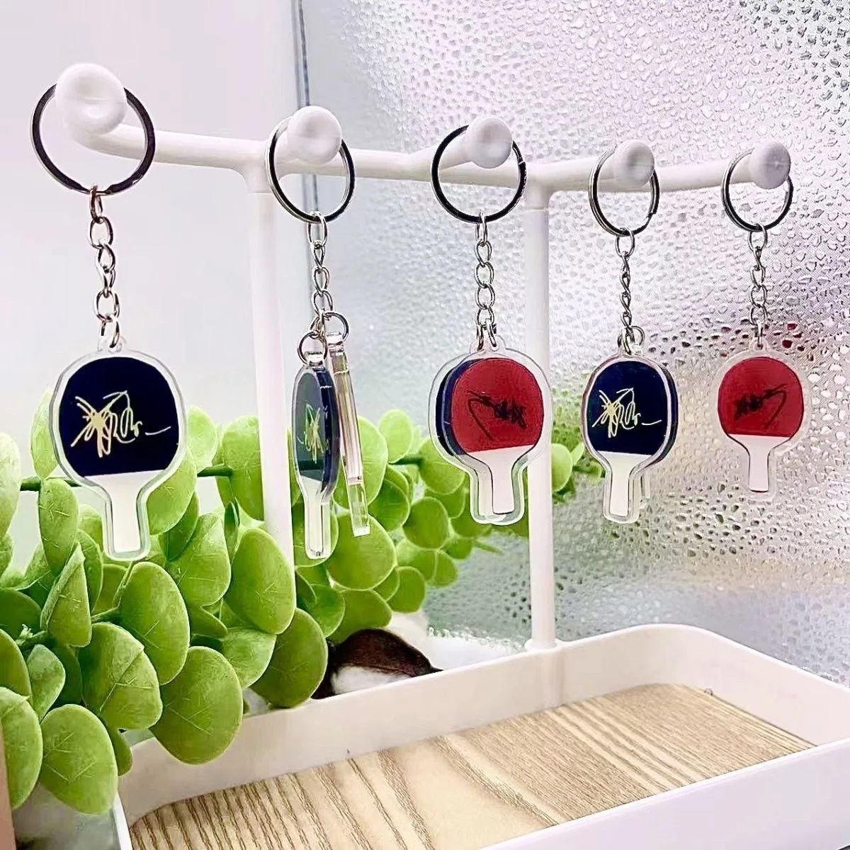 Acrylic Table Tennis Racket Pendants Souvenir Sports Fans Key Ring Ping Pong Ball Keychain Chinese table tennis Souvenir support