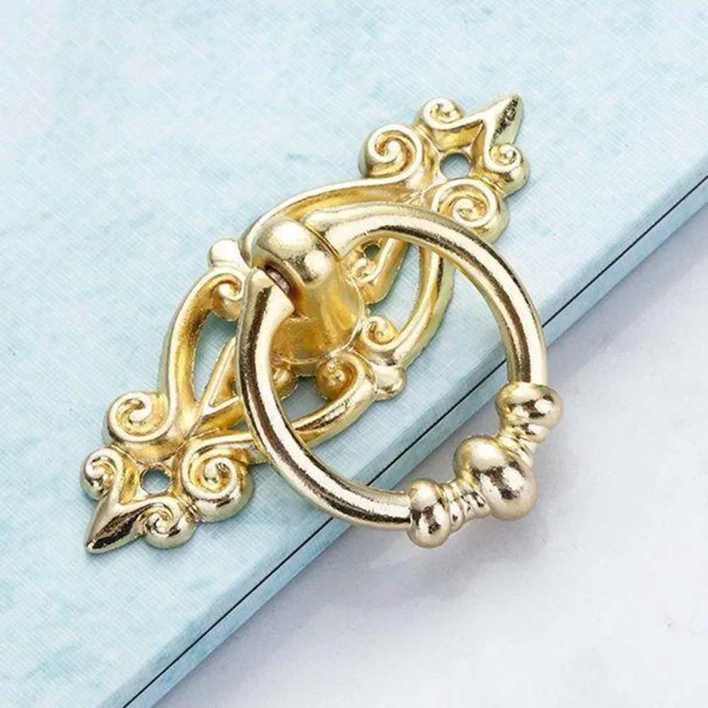 1pc Antique Alloy Handle Retro Drawer Pull Ring Cabinet Handle Hanging Ring With 2 Screws Hardware Accessories