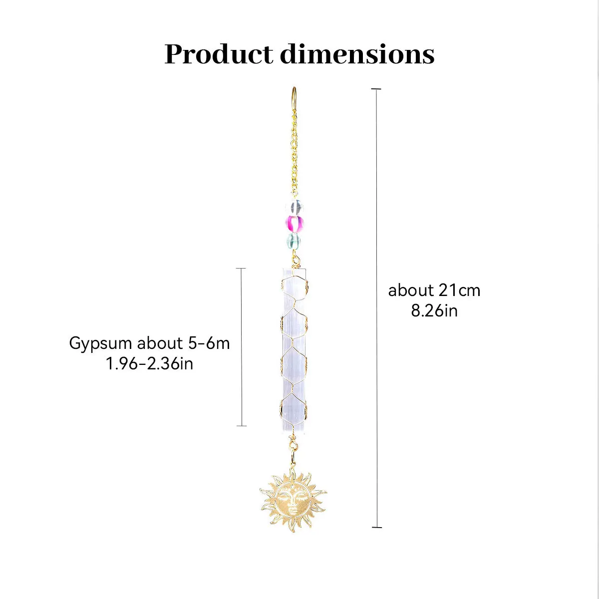 1PC Natural Stones White Selenite Sun Catcher Crystal Wand Healing Gypsum Car Pendant Yoga Chakra Energy Gem Decoration