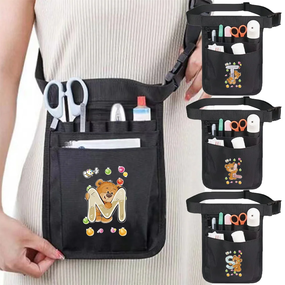 

Nurse Waist Bag Black Medical Supplies Storage Pack Simple and Durable Waist Pouch Multifunctional Storage Bags Bear Series