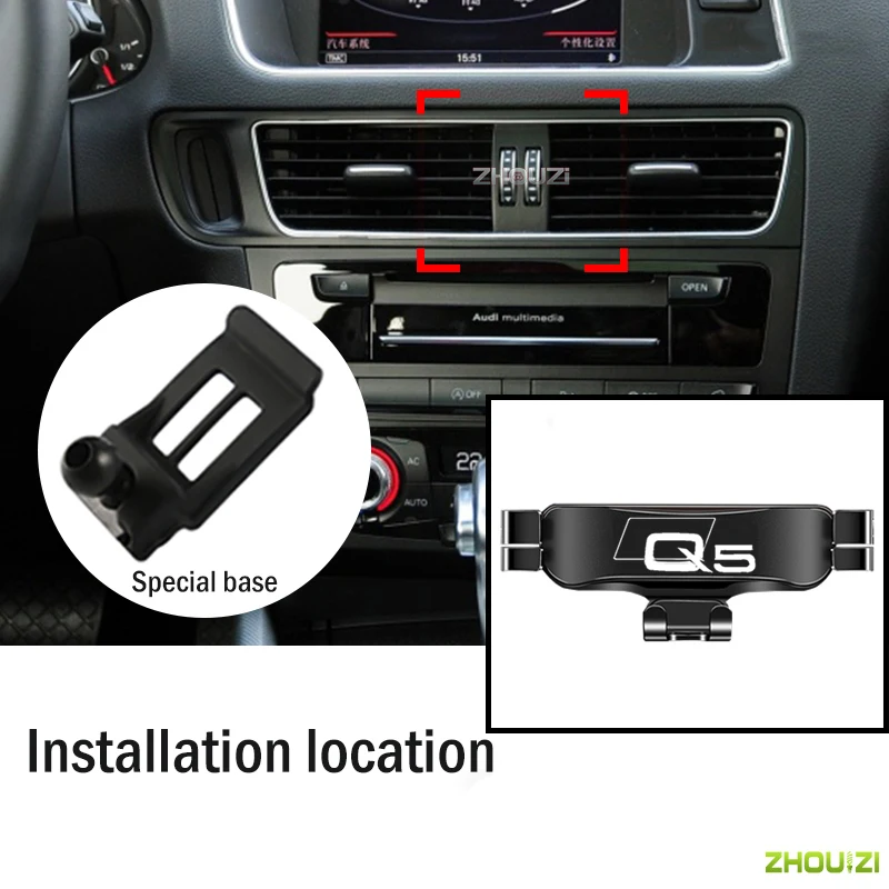 Car Mobile Phone Holder For Audi Q5 2010-2022 Air Vent Mounts Stand GPS Gravity Navigation Bracket Car Accessories