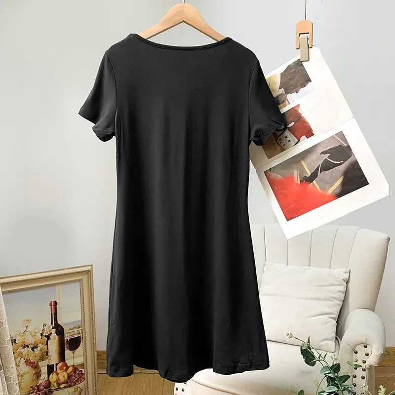 Streetwear Casual Style Short Sleeved T-shirt Dress Women's Summer Loose Short Mini Dress