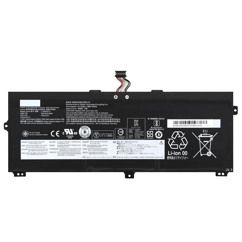 Imagem -02 - Lenovo-thinkpad X13 Yoga Series Bateria do Portátil L18m3p72 L18l3p72 L18l3p72 1ª Geração L18s3p71 Série L18s3p72 L19m3p72