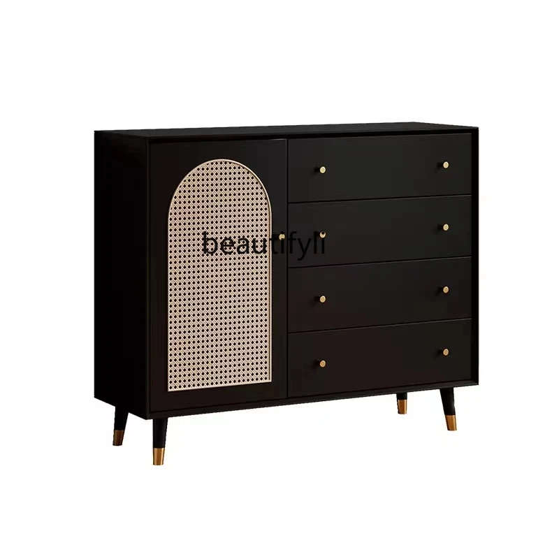 Bedroom Storage Cabinet Chest of Drawers Living Room Storage Chest of Drawer Five-Bucket Cabinet Black