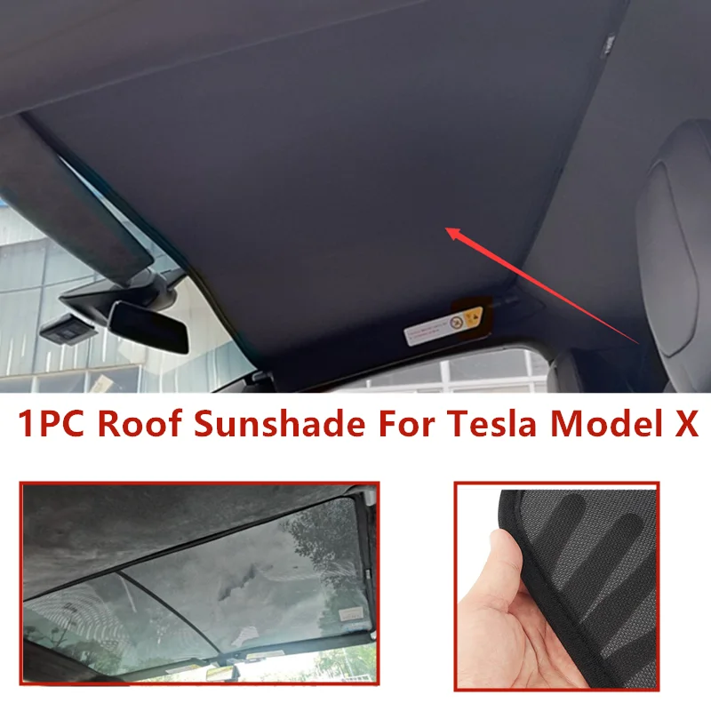 1X Head Front Glass Roof Sunshade Window Shade Sunroof Mesh Net Sunshield For Tesla Model X