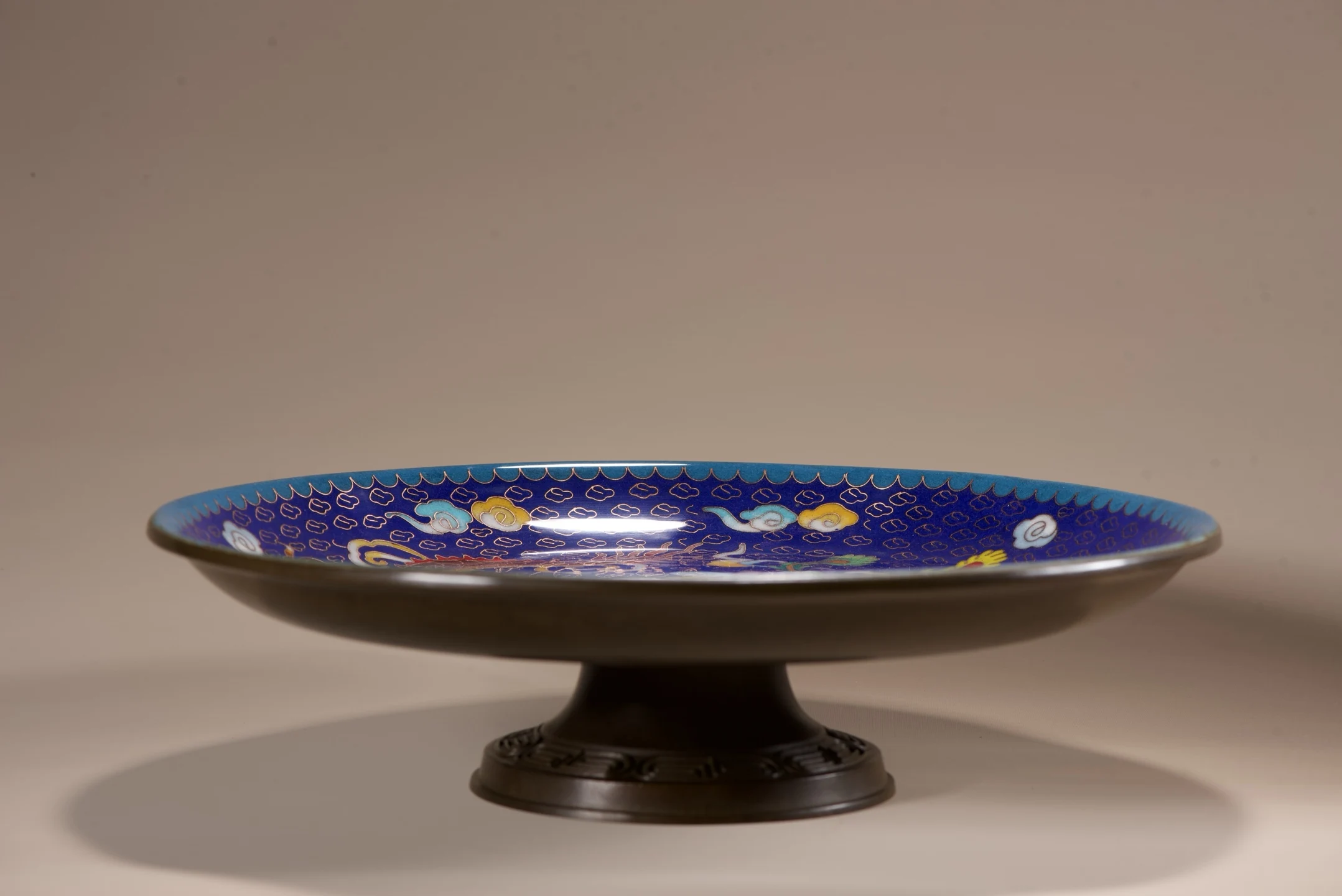 Old Bronze Cloisonne Flower texture Dragon and Phoenix Pattern fruit plate Reward Plate Study screen Amass wealth Ornaments