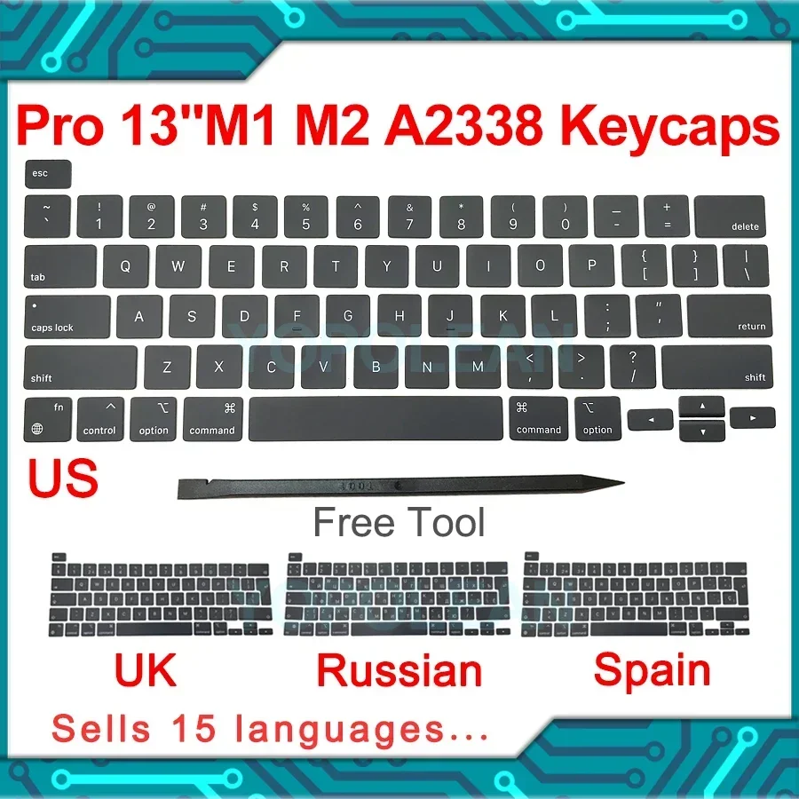 New Laptop A2338 Keycap Keys key Cap Keyboard Russian RU US UK French Spain Germany Italy For Macbook Pro Retina 13